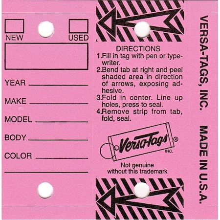 Car Dealer Depot Genuine Versa-Tag Key Tags: Lilac Pk 417